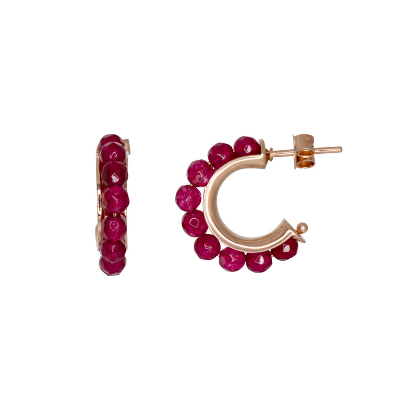 Red Gemstone Hoop Earrings