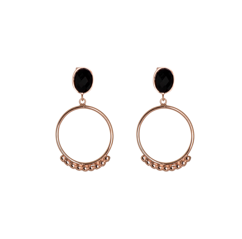 Black Drop Hoop Earrings
