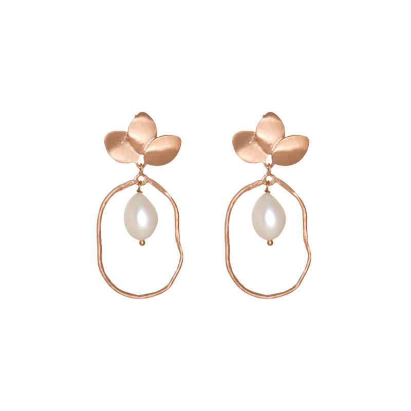 Leaf & Pearl Drop Earrings