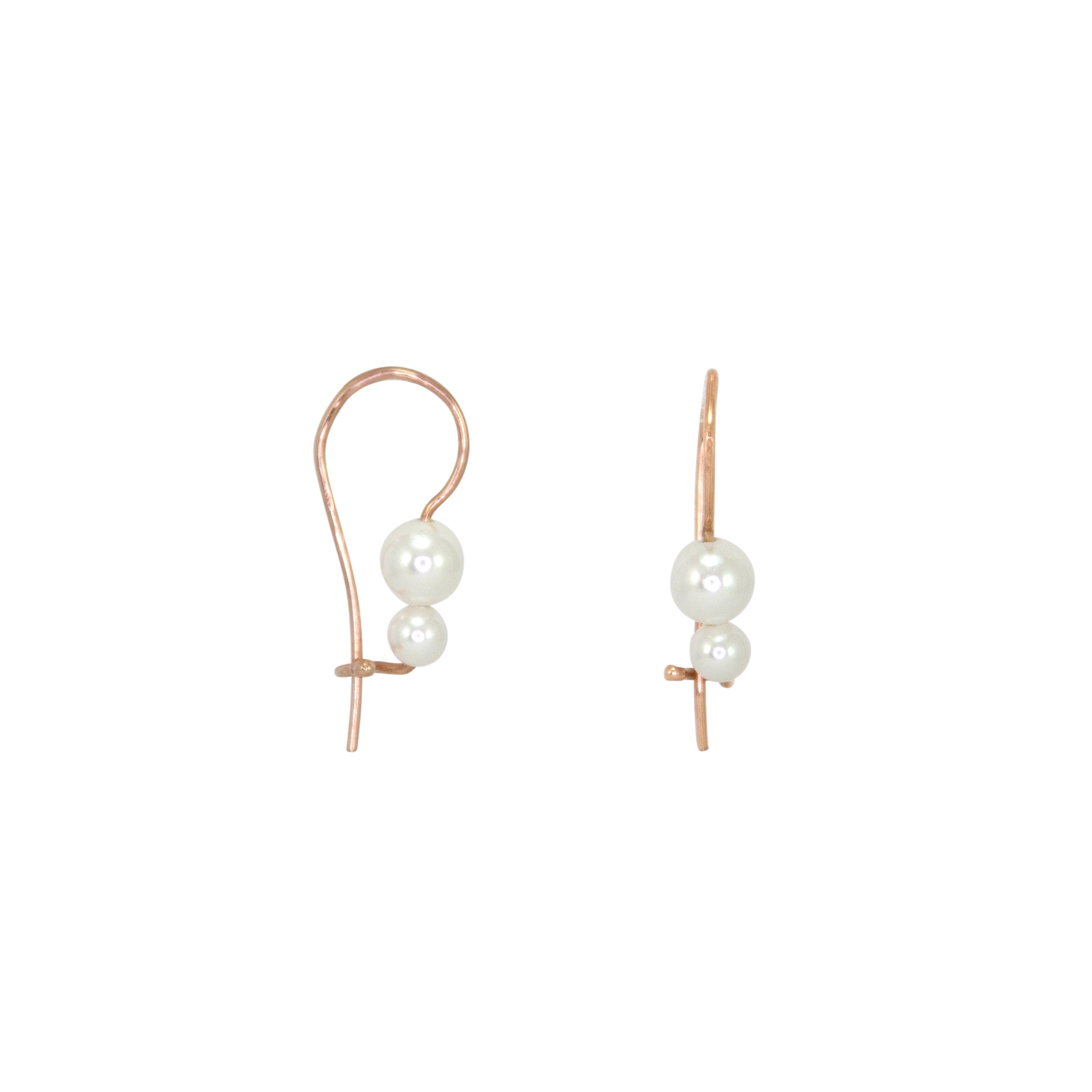 Double Pearl Earrings - Yellow Gold