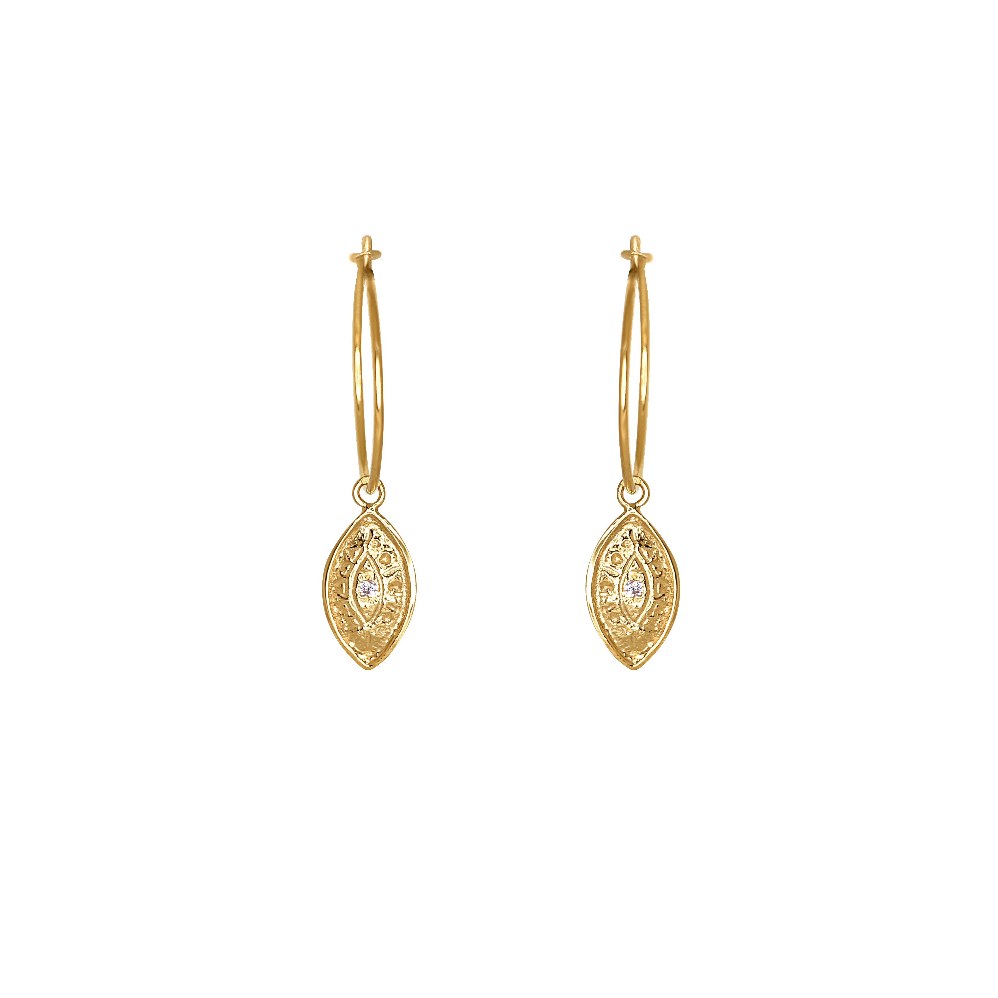 Gold Eye Hoop Earrings