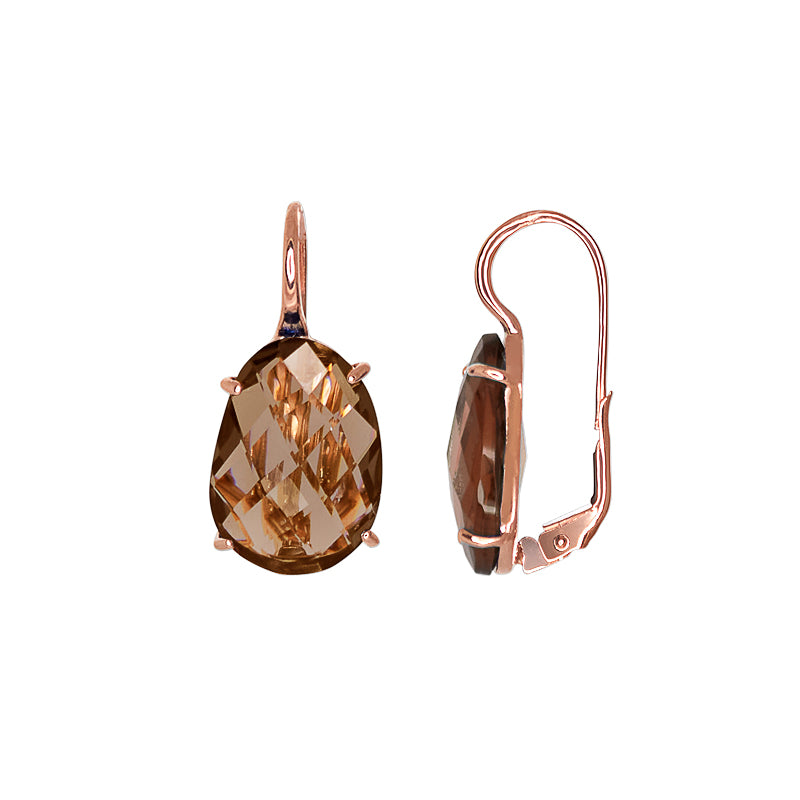 Smoky Oval Crystal Earrings
