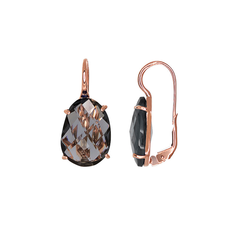 Grey Oval Crystal Earrings