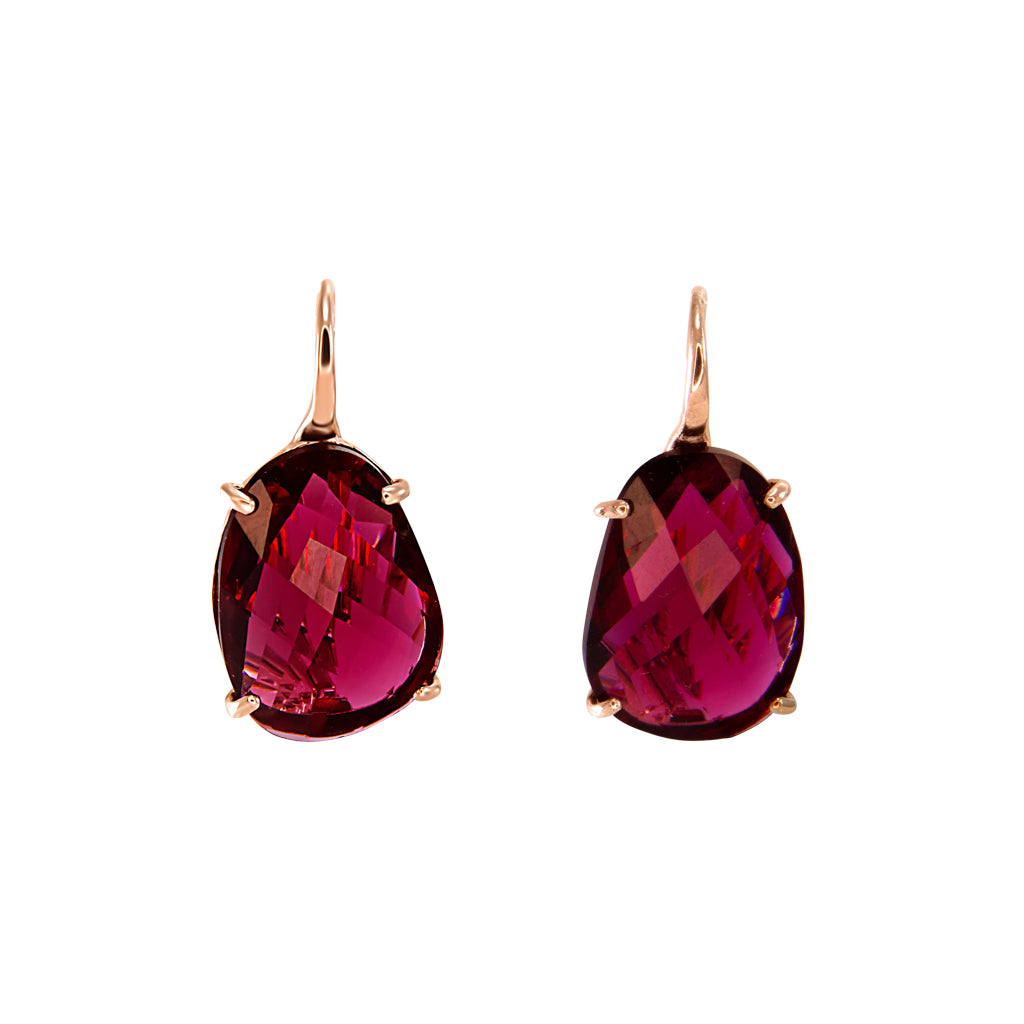 Pink Oval Crystal Earrings