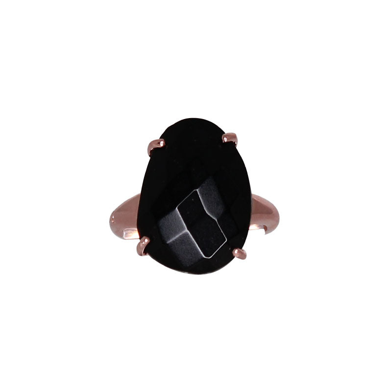 Black Oval Crystal Ring