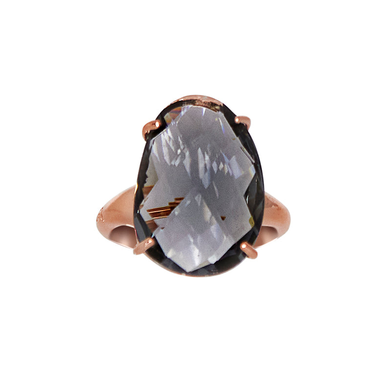 Grey Oval Crystal Ring