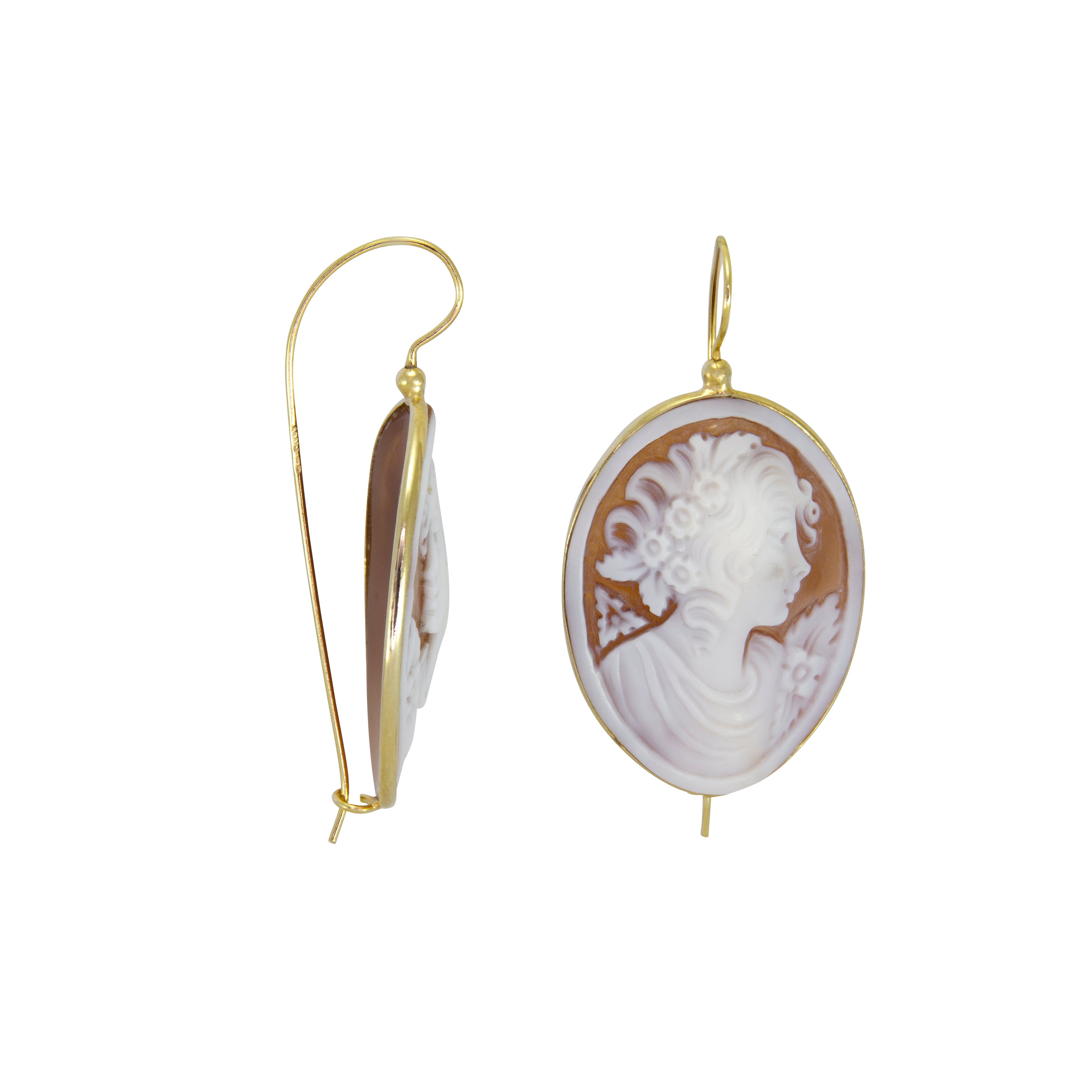 Oval Cameo Head Earrings