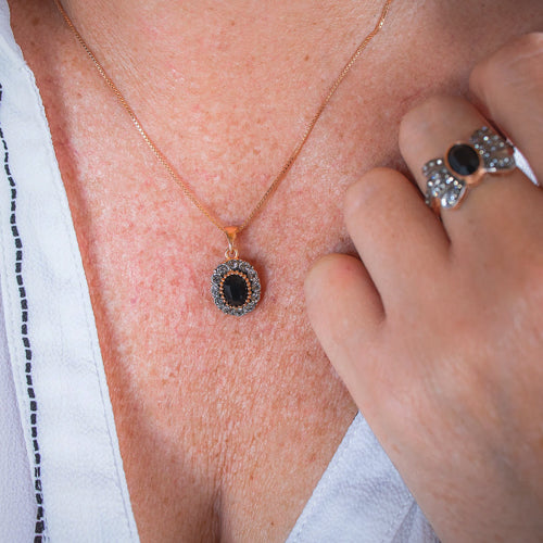 Onyx & Crystal Pendant
