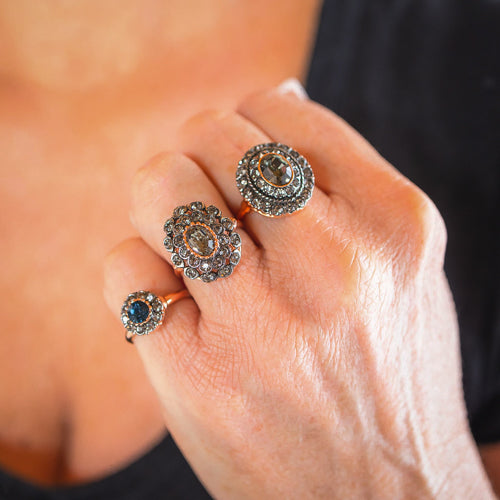 Dark Blue Crystal Circle Ring