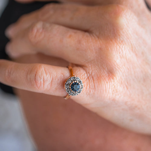 Dark Blue Crystal Circle Ring