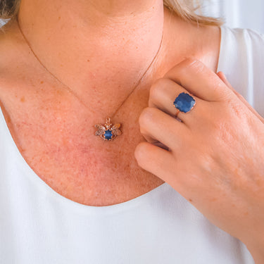 Blue Square Gemstone Ring