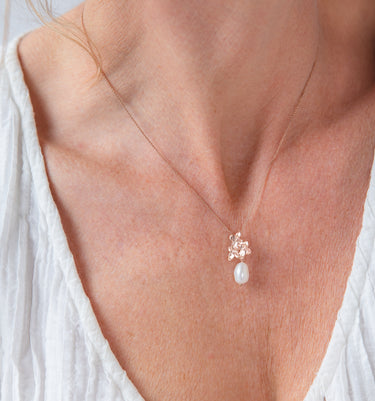 Flower & Pearl Pendant - Gold - $115 RRP
