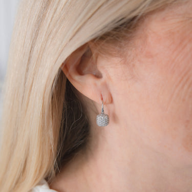Cubic Zirconia Studded Cushion Earrings