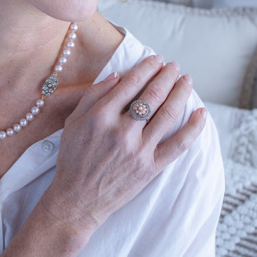 Pearl Center & Crystal Ring