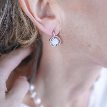 Small Round Cameo Head Earrings