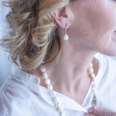 White Baroque Pearl Earrings