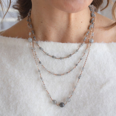 Cloudy Quartz Double Strand Necklace