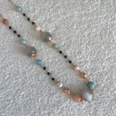 Morganite & Black Agate Necklace