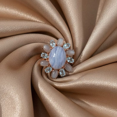 Lace Agate, Topaz & Moonstone Ring - $410 RRP