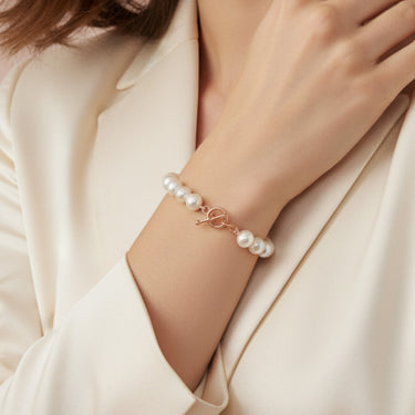 Pearl with Rose Gold Toggle Link Bracelet