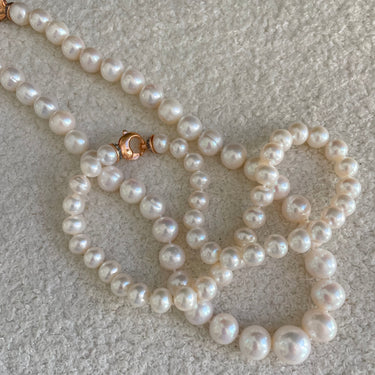 Cultured Round White Pearl Necklace 16”