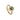 A gold-plated ring with a central oval green gemstone surrounded by a halo of small white faux pearls,