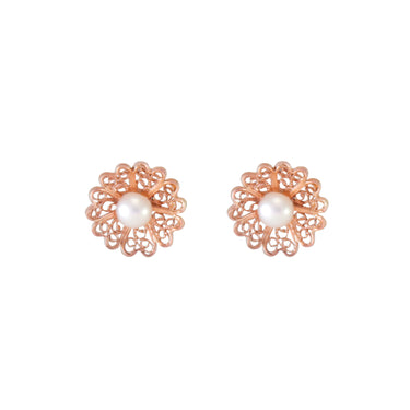 Filigree Flower Pearl Earrings