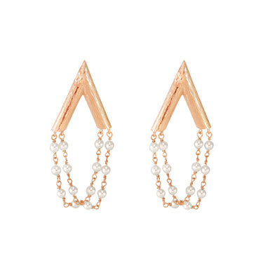 Triangle with Pearl Chain Earrings