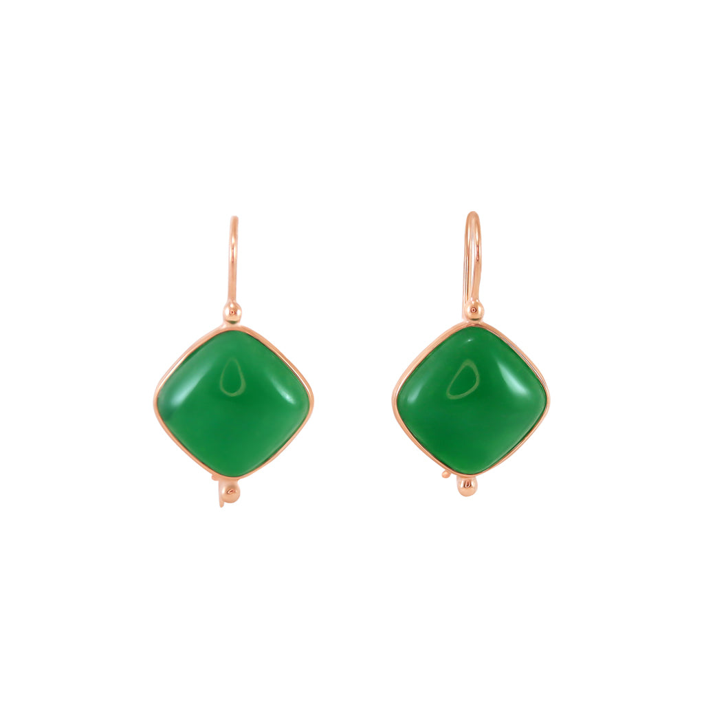 Green Opaque Quartz Rhombus Earrings