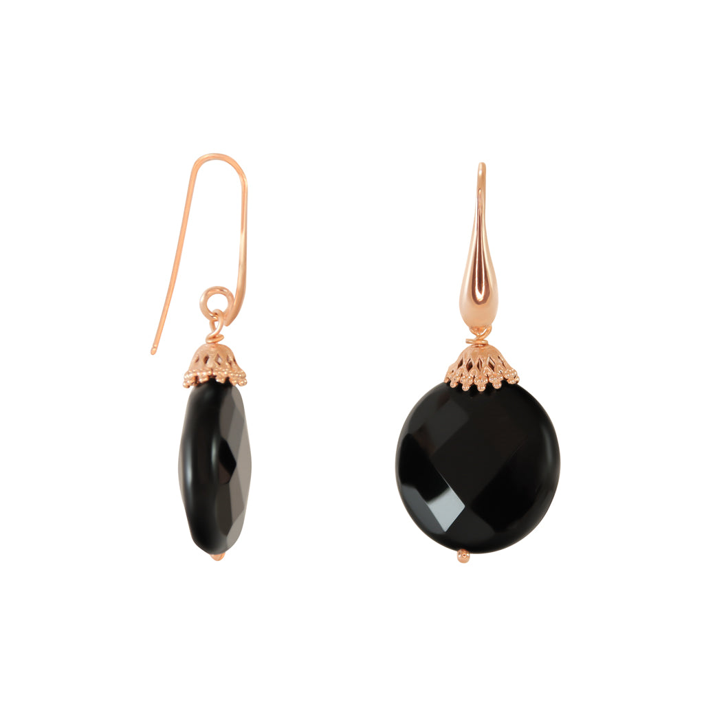 Black Agate Hook Earrings