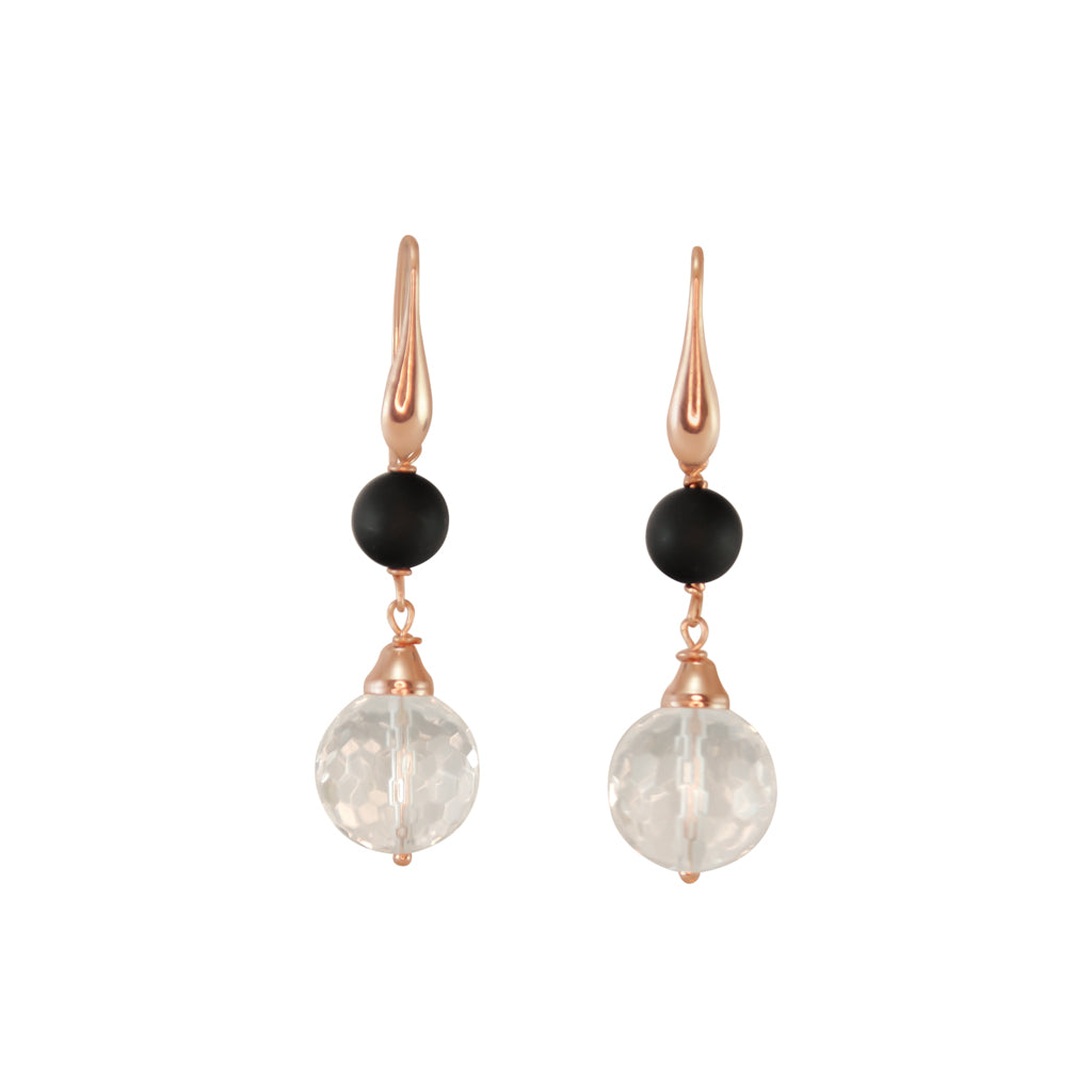 Black Agate & Rock Crystal Earrings