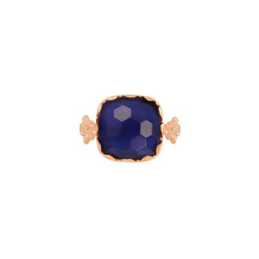 Blue Square Gemstone & Flower Ring - $115 RRP