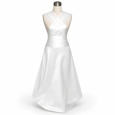 Cream-colored Linen Jewellery display stand with Tulle dress.