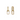 Gold Rectangle Link Cubic Zirconia Huggie Earrings