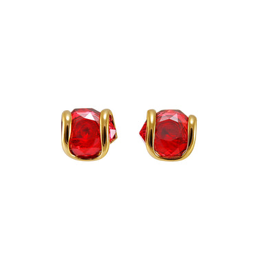 Red Crystal Stud Earrings