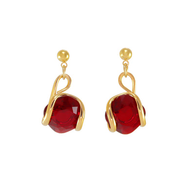 Red Crystal Drop Stud Earrings