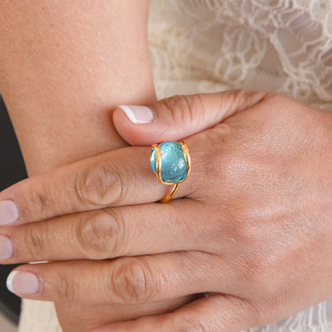 Turquoise Murano Glass Ring