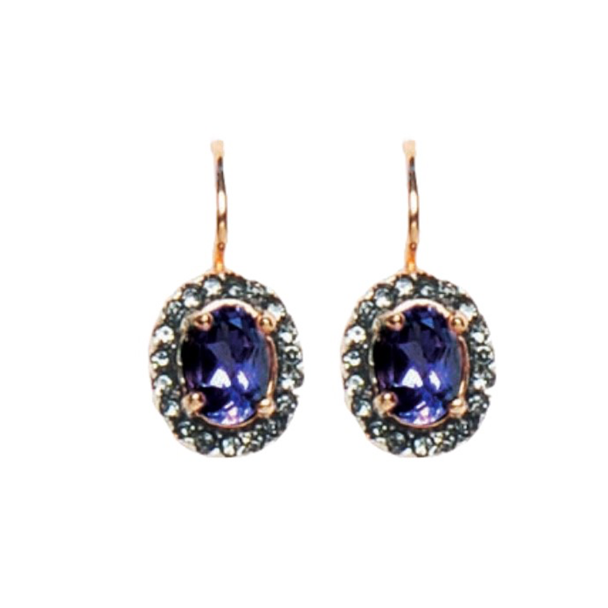 Iolite & Crystal Oval Earrings