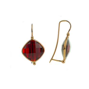 Red Quartz Rhombus Earrings