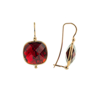 Red Quartz Square Earrings