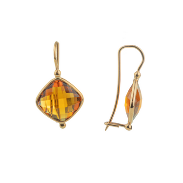 Citrine Quartz Rhombus Earrings