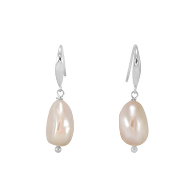 Pink Baroque Pearl Earrings - Silver