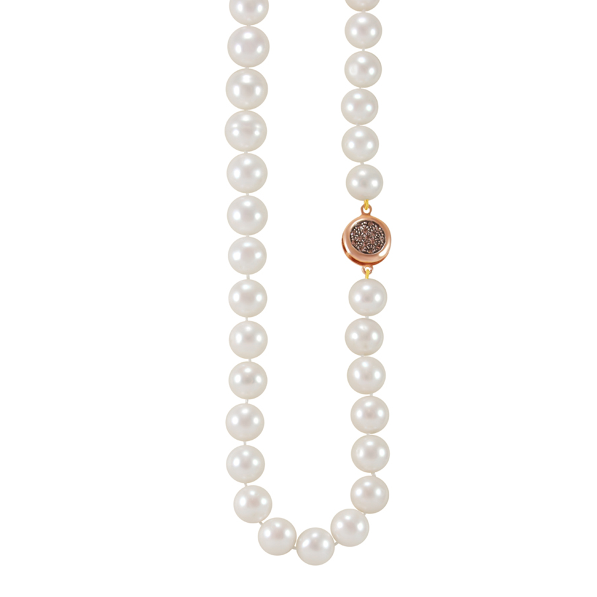 12-15mm Graduated White Pearl Necklace 19" with Fume Clasp