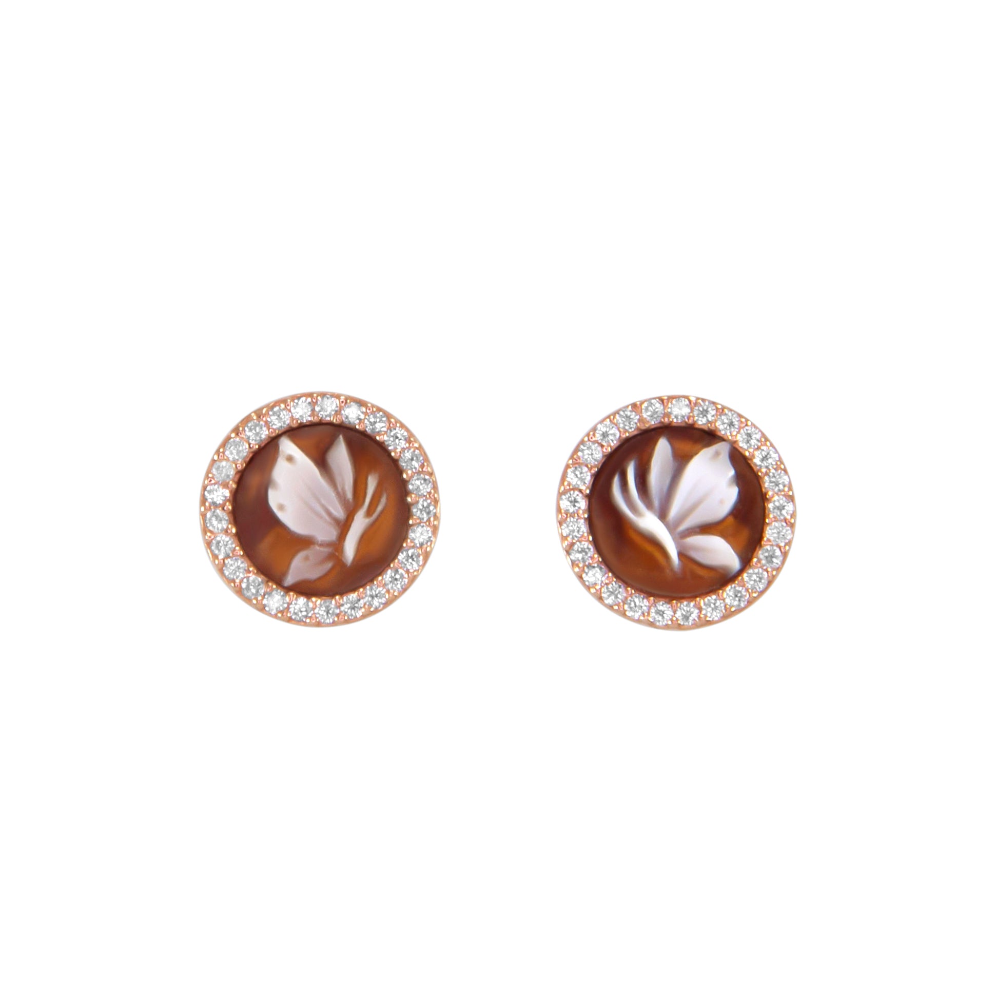 Small Round Cameo Butterfly Earrings