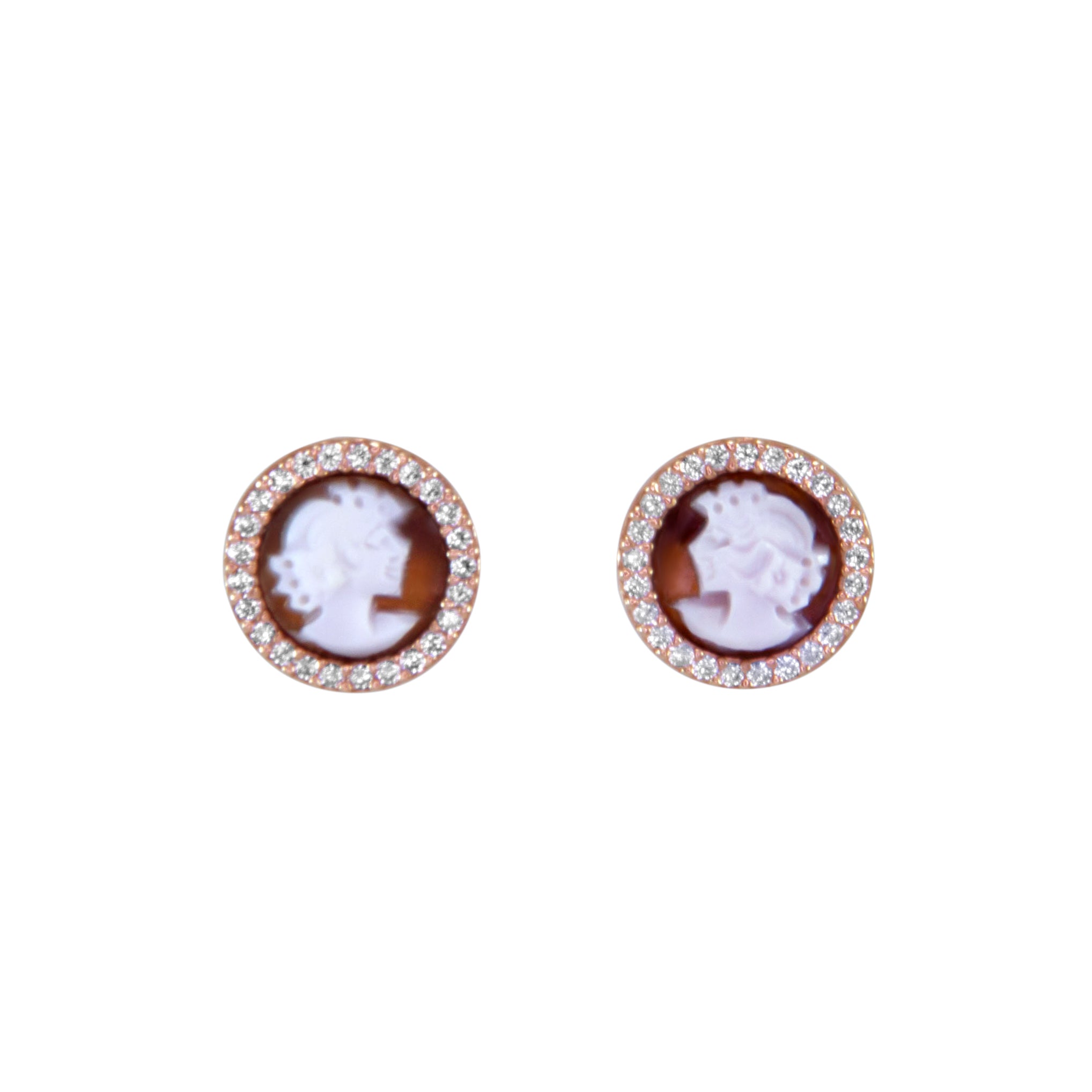 Small Round Cameo Head Earrings