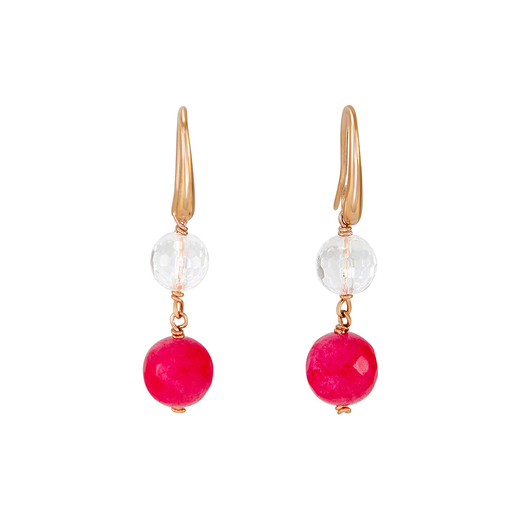 Crystal & Ruby Quartz Earrings