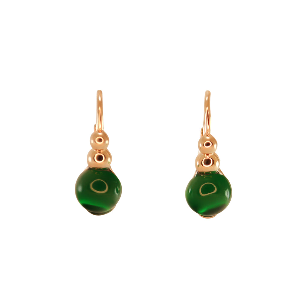 Round Emerald Green Drop Earrings