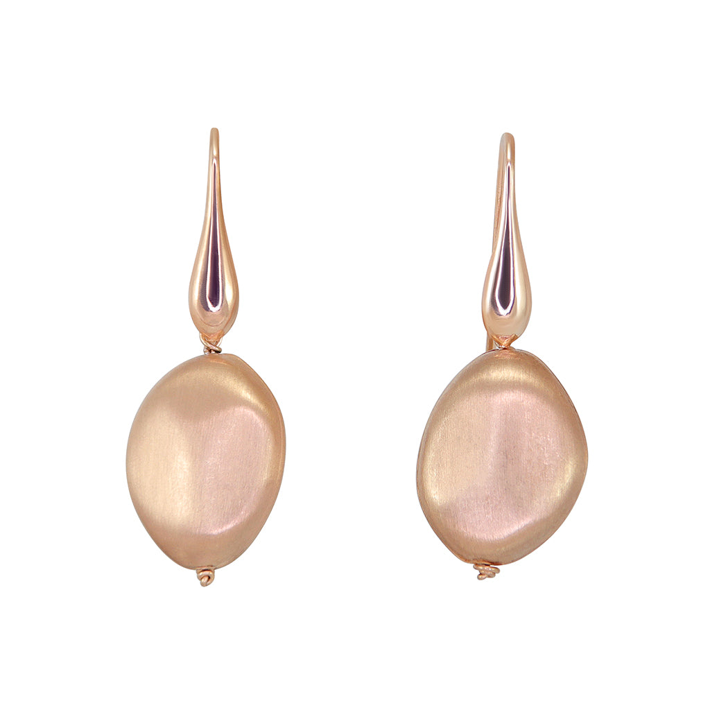 Rose Gold Brushed Nugget Drop Earrings