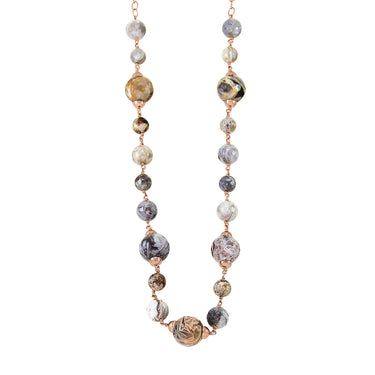 Grey Jasper & Rose Gold Necklace - 56cm