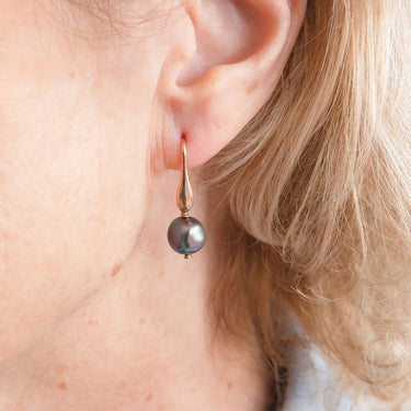 Baroque cultured freshwater peacock pearl  earrings, with 18ct rose gold on sterling silver.